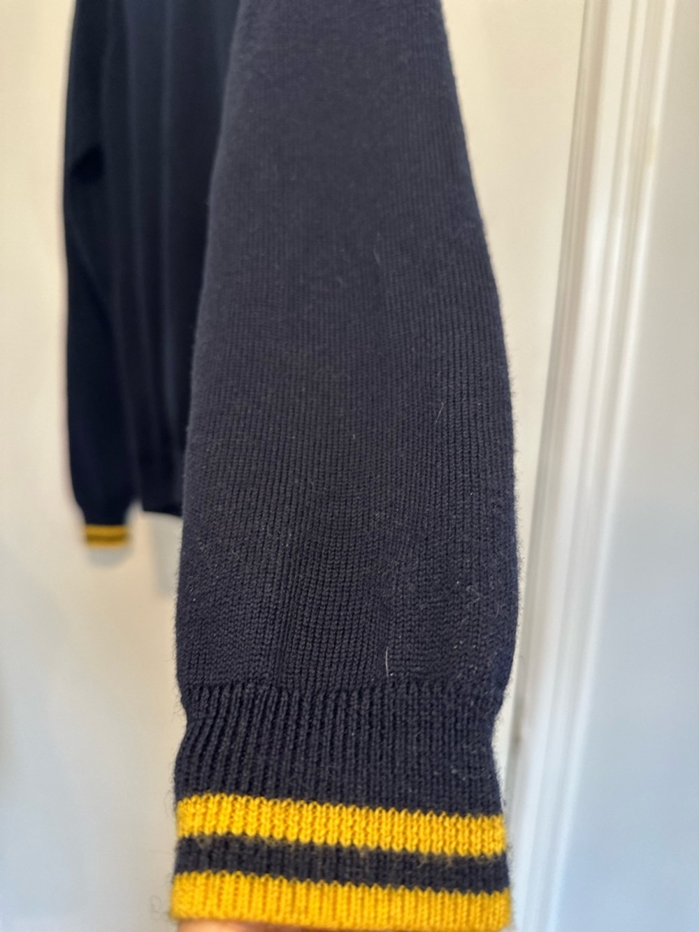 Brooks Brothers Navy V-Neck Sweater with Yellow Trim - Picture 6 of 10
